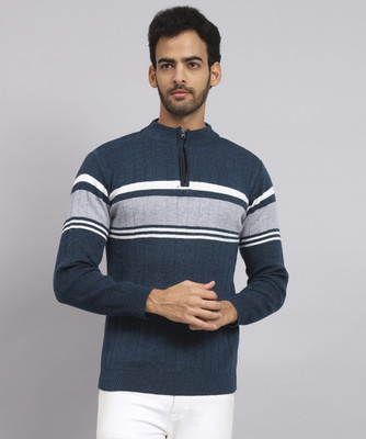 TWOCRAZIIE Full Sleeve Striped Men Sweatshirt