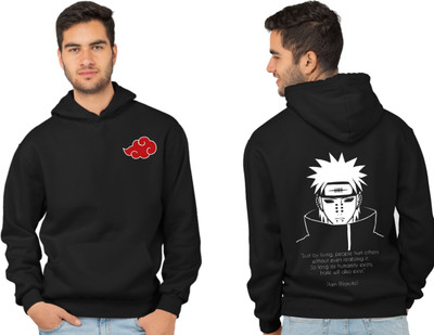 Joy nd Happinness Printed Hooded Neck Casual Men Black Sweater