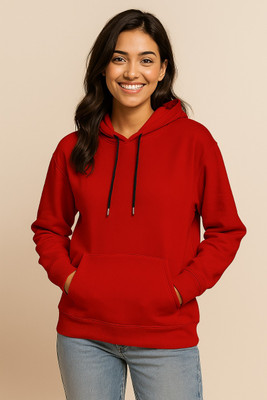 HouseOfCommon Self Design Round Neck Casual Women Red Sweater