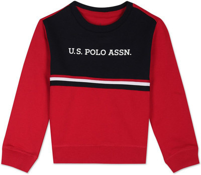U.S. POLO ASSN. Full Sleeve Striped, Printed Baby Boys Sweatshirt
