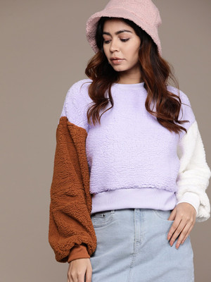 Roadster Full Sleeve Solid Women Sweatshirt
