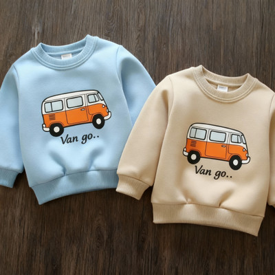 YAKFIT Full Sleeve Graphic Print, Solid Boys & Girls Sweatshirt