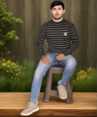 Marc Luarente Full Sleeve Striped Men Sweatshirt