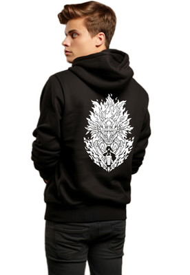 Joy nd Happinness Printed Hooded Neck Casual Men Black Sweater