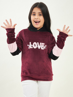 StyloBug Full Sleeve Self Design Girls Sweatshirt