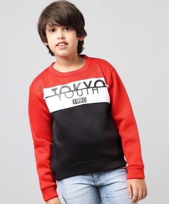 Trendy World Full Sleeve Printed, Color Block Boys Sweatshirt