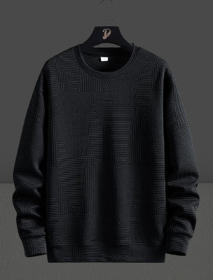 Lewit Full Sleeve Self Design Men Reversible Sweatshirt