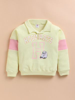 I Love Mom Full Sleeve Embroidered Girls Sweatshirt