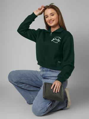 ANVI Be Yourself Full Sleeve Solid, Printed Women Sweatshirt