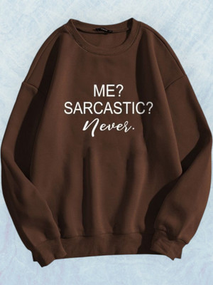 Draxstarfashion Printed Round Neck Casual Women Brown Sweater