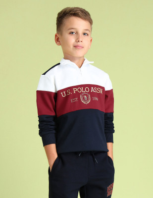 U.S. POLO ASSN. Full Sleeve Color Block Baby Boys Sweatshirt