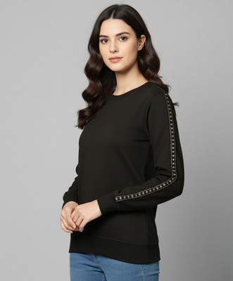 Alan Jones Full Sleeve Solid Women Sweatshirt