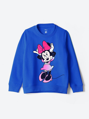 YK Disney Full Sleeve Graphic Print Girls Sweatshirt