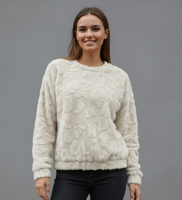 Wineberry Full Sleeve Self Design Women Sweatshirt