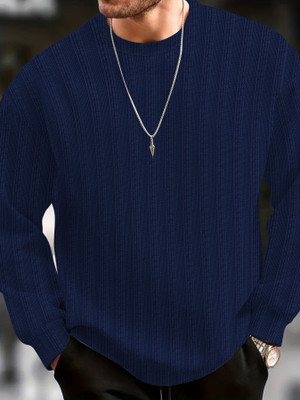 KAJARU Full Sleeve Self Design Men Sweatshirt