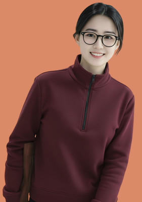 Lecowar Full Sleeve Solid Women Sweatshirt