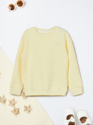 MAX Full Sleeve Self Design Girls Sweatshirt