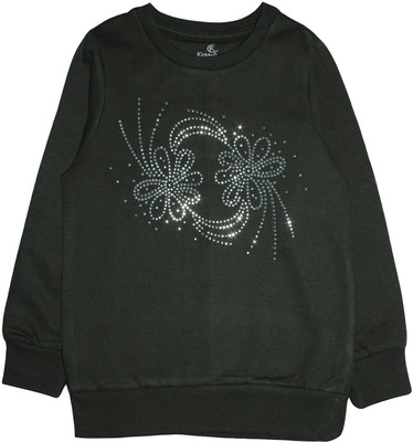 Kiddo Pnti Full Sleeve Embellished Girls Sweatshirt