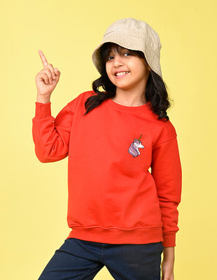 Nusyl Full Sleeve Solid Girls Sweatshirt