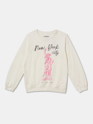 R&B Full Sleeve Graphic Print Girls Sweatshirt