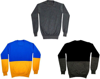 AE Trends Full Sleeve Color Block, Self Design Boys Sweatshirt