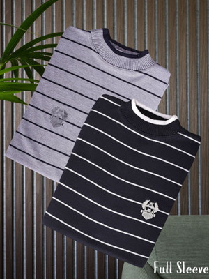 Marc Laurent Full Sleeve Striped Men Sweatshirt