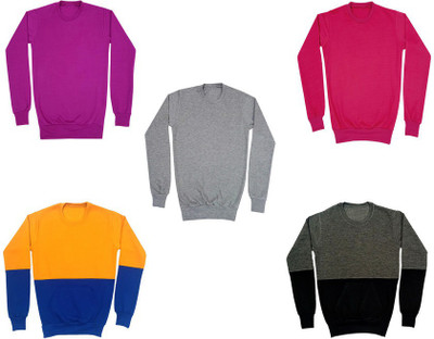 IndiWeaves Full Sleeve Solid, Color Block Boys Sweatshirt