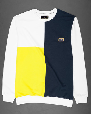 french crown Full Sleeve Color Block Men Sweatshirt