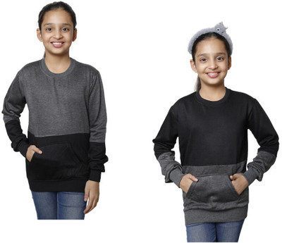 Indistar Full Sleeve Color Block Girls Sweatshirt