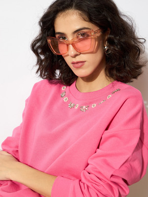 SASSAFRAS 3/4th Sleeve Embellished Women Sweatshirt
