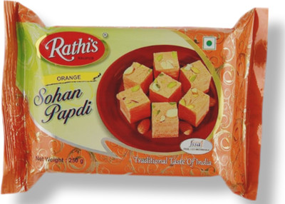 Rathi's Orange Soan Papdi | Traditional Indian Mithai | Pack Of 1 Pouch(250 g)