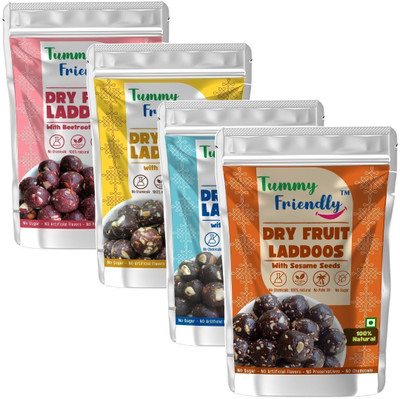 TummyFriendly Foods Dry Fruit Laddus. Kids Healthy Snacks, Laddu-Beetroot-FlaxSeeds-Jowar-Sesame Pouch(4 x 100 g)