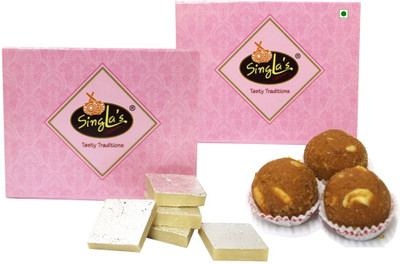 singla's Besan DF laddu 200g Kaju katli 200g Combo pack of 2 Box(2 x 200 g)