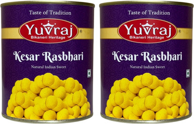 Yuvraj Food Product Kesar Rasbhari sweets combo 1 kg x 2 tin Can(2 x 1 kg)