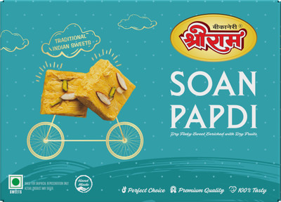 SHREE RAM Soan Papdi Dry Flaky Sweet Enriched With Dry Fruit Box(200 g)
