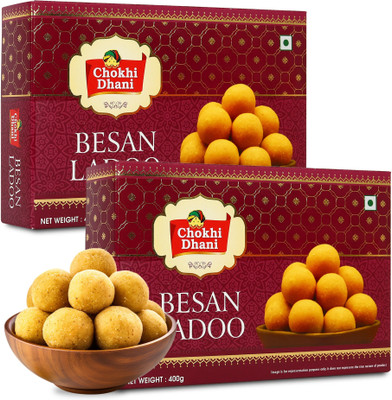 Chokhi Dhani Besan Ladoo | Indian Sweet Mithai (Pack of 2, 400g each) Box(2 x 400 g)