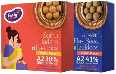 Early Foods Pack of 2 - Sathu & Jowar Flax Seeds Laddoos Box(2 x 250 g)