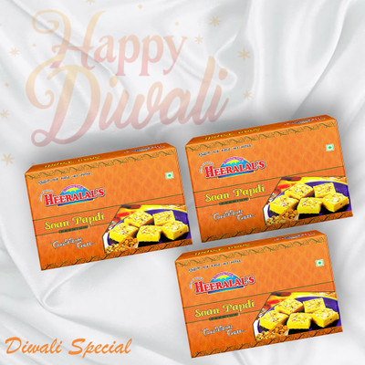 Heeralal's Soan Papdi Premium 1.2Kg 400Gm x 3 Diwali Gift Pack Crispy Flaky Delicious Sweet Box(3 x 400 g)