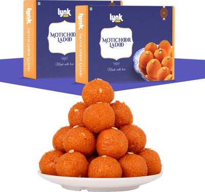Lynk Motichoor Ladoo - Handcrafted Indian Mithai Box(2 x 400 g)