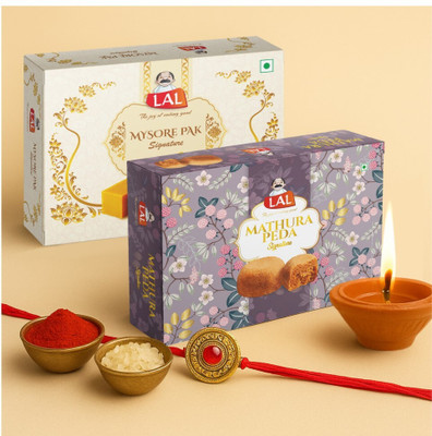 Lal Combo Pack of Mysore Pack 400g & Mathura Peda 400g Box(2 x 400 g)