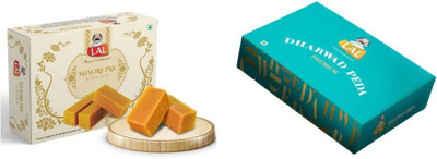 Lal Sweets Combo Pack of Mysore Pak and Dharwad Peda Box(2 x 400 g)