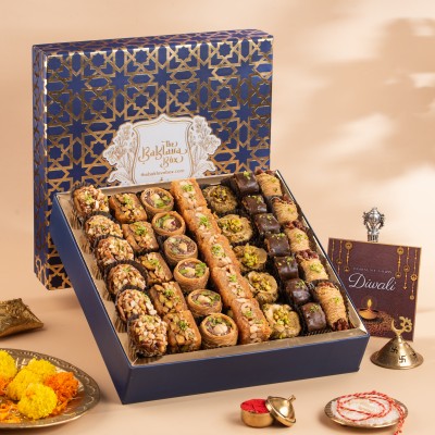 The Baklava Box Navy Imperial Festive Diwali Baklava Box Festive Gift Box(750 g)