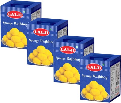 lalji Sponge Rajbhog 4Kg (1Kg x 4) A Royal Sweet Experience Tin(4 x 1 kg)