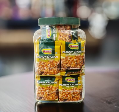 SAMRAT Peanut Sing Chikki Nutty Twist to Indian Sweets | Crunchy Brittle Candy Bar | Plastic Bottle(720 g)