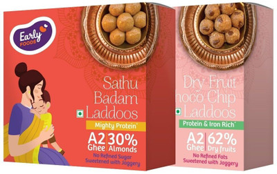 Early Foods Pack of 2 - Sathu & Dry Fruits Choco Chip Laddoos Box(2 x 250 g)