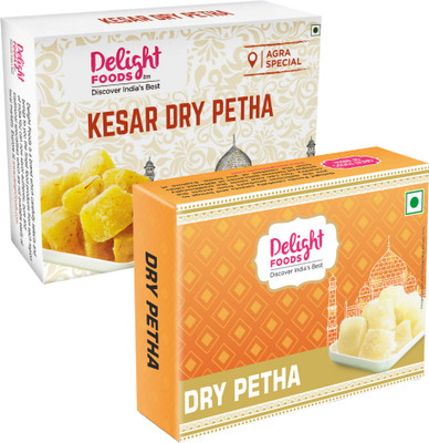 Delight Foods Dry Petha + Kesar Dry Petha | Soft & Juicy Agra Petha | Authentic Sweet Box(2 x 350 g)