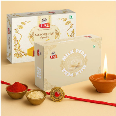 Lal Sweets Combo Pack of Mysore Pak Signature 400g & Milk peda 400g Box(2 x 400 g)