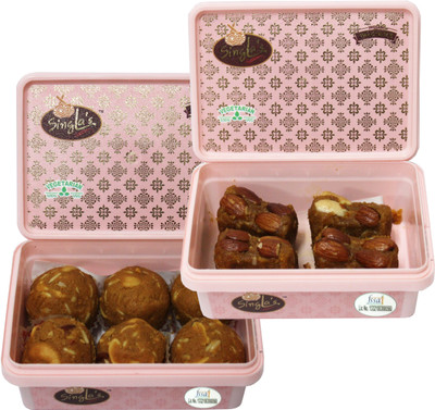 Singla Sweets Besan Dry Fruit laddu 200g and Dal Pinni 200g Combo Box(2 x 200 g)