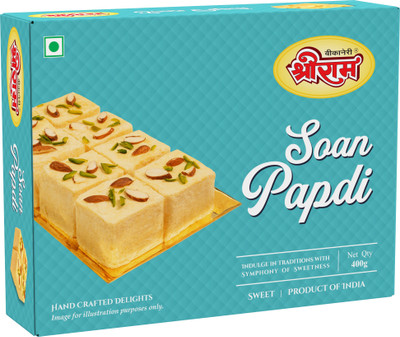 SHREE RAM Bikaneri Soan Papdi Dry Flaky Sweet Enriched With Dry Fruit Box Box(400 g)