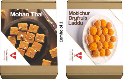 vijay dairy products dryfryit laduu & mohan thal combo Vacuum Pack(2 x 250 g)